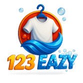 a white shirt on a swinger with blue and orange letters